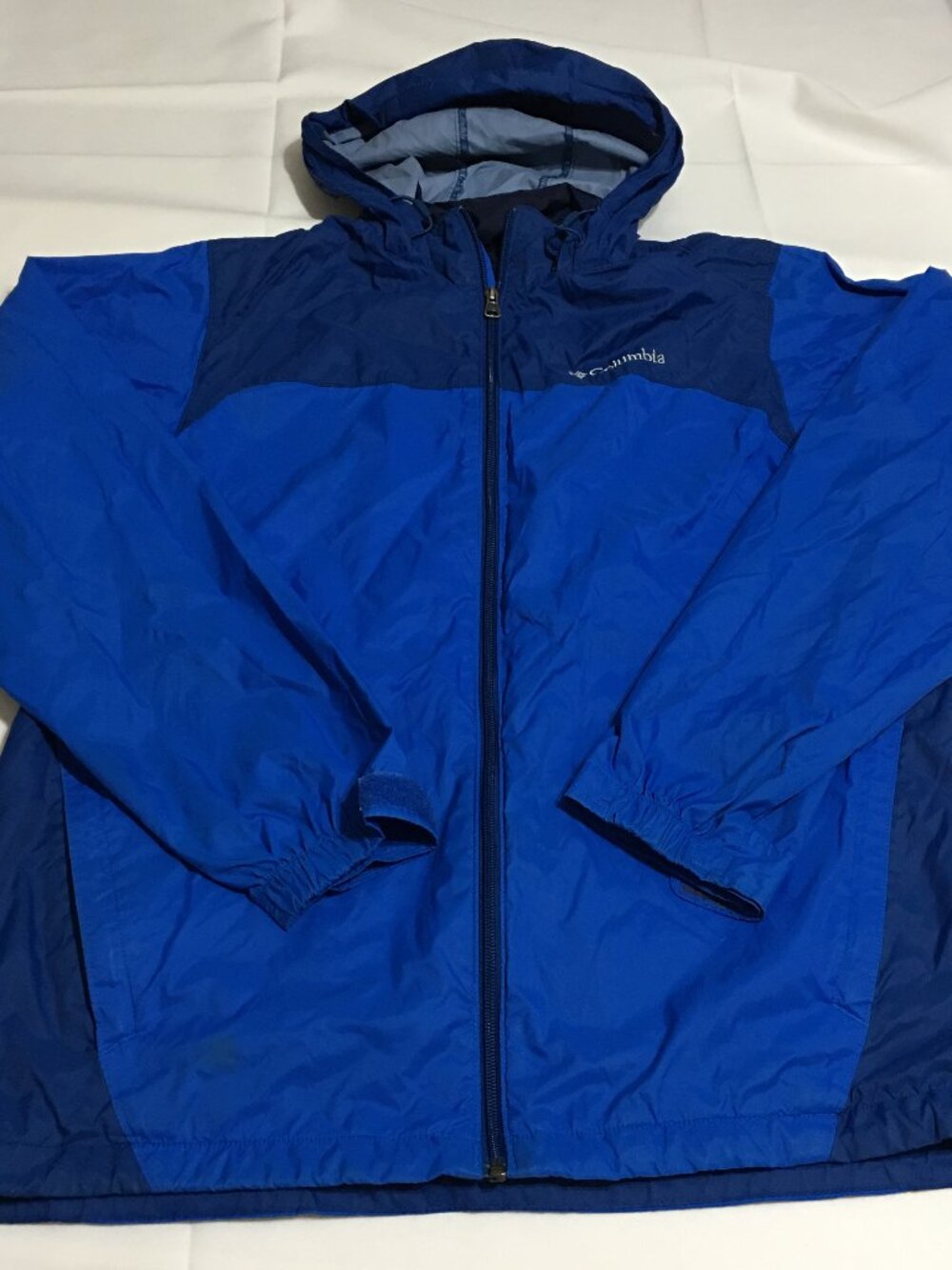 Columbia Men Medium Full Zip Windbreaker Rain Jacket Blue Lightweight Packable